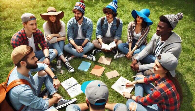 some high school students in hats