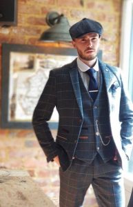 Flat Cap on suit