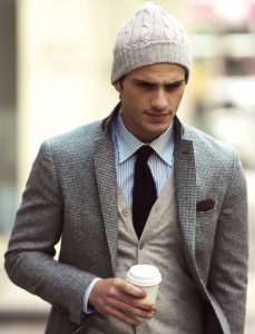 Beanie on suit